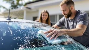 comment laver voiture vitre teinté
